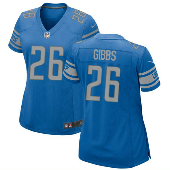 Women's Detroit Lions #26 Jahmyr Gibbs Blue 2023 Draft Stitched Game Jersey