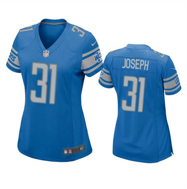 Women's Detroit Lions #31 Kerby Joseph Blue Stitched Jersey