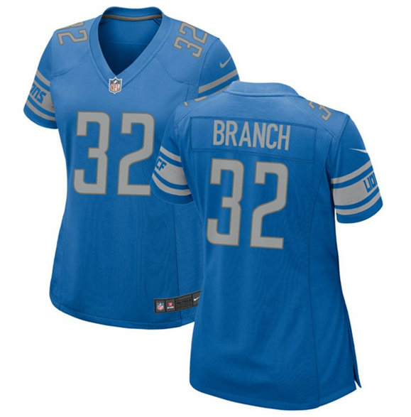 Women's Detroit Lions #32 Brian Branch Blue Stitched Jersey