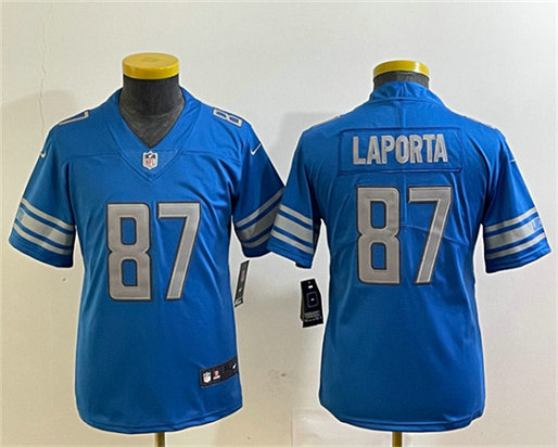 Women's Detroit Lions #87 Sam LaPorta Blue Vapor Limited Stitched Football Jersey
