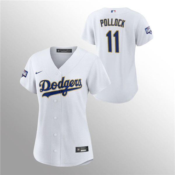 Women's Dodgers #11 A.J. Pollock White 2021 Gold Program Replica Jersey