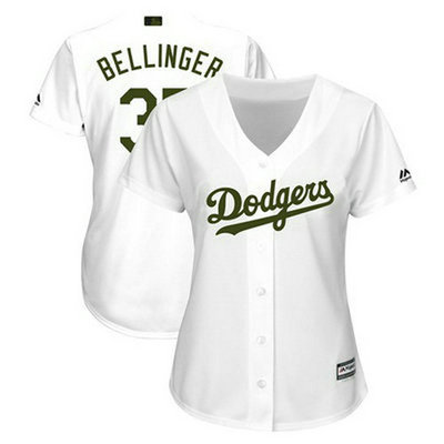 Women's Dodgers #35 Cody Bellinger White 2018 Memorial Day Cool Base Women's Stitched Baseball Jersey
