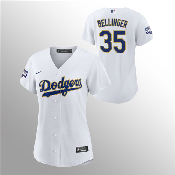 Women's Dodgers #35 Cody Bellinger White 2021 Gold Program Replica Jersey