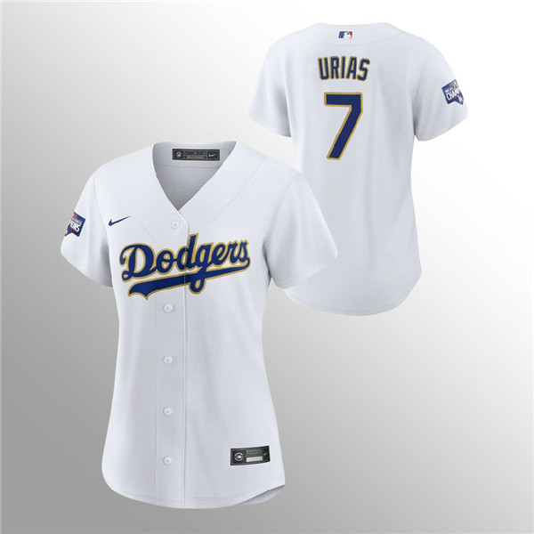 Women's Dodgers #7 Julio Urias White 2021 Gold Program Replica Jersey