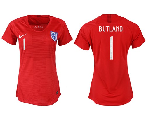 Women's England #1 Butland Away Soccer Country Jersey