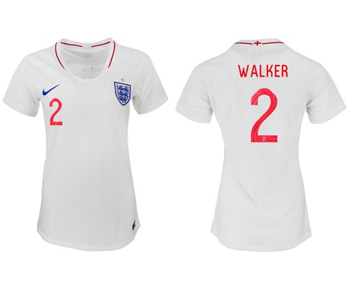 Women's England #2 Walker Home Soccer Country Jersey1