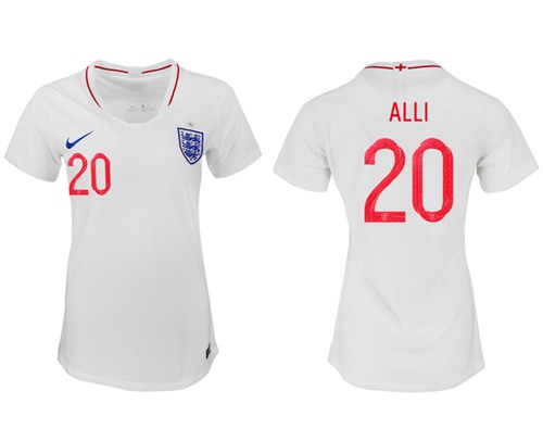 Women's England #20 Alli Home Soccer Country Jersey1