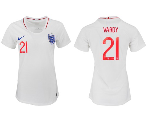 Women's England #21 Vardy Home Soccer Country Jersey1