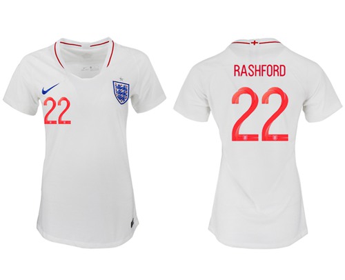 Women's England #22 Rashford Home Soccer Country Jersey1