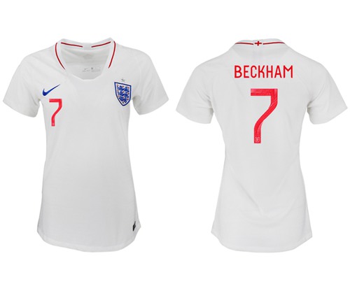 Women's England #7 Beckham Home Soccer Country Jersey1