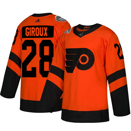 Women's Flyers #28 Claude Giroux Orange Authentic 2019 Stadium Series Women's Stitched Hockey Jersey