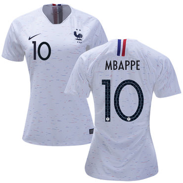Women's France #10 Mbappe Away Soccer Country Jersey