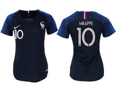 Women's France #10 Mbappe Home Soccer Country Jersey1