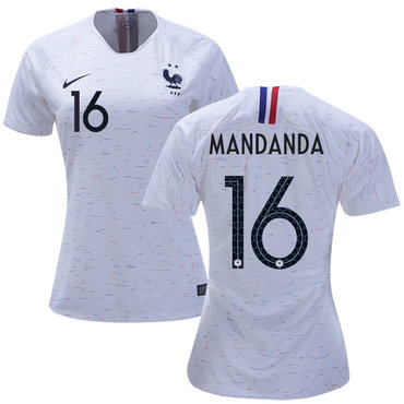 Women's France #16 Mandanda Away Soccer Country Jersey
