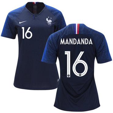 Women's France #16 Mandanda Home Soccer Country Jersey1