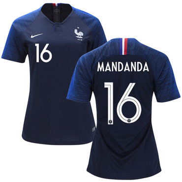 Women's France #16 Mandanda Home Soccer Country Jersey2