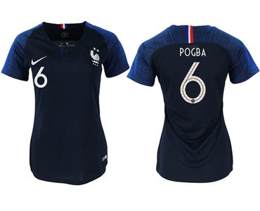 Women's France #6 Pogba Home Soccer Country Jersey1
