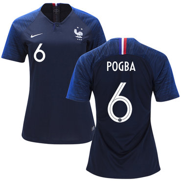 Women's France #6 Pogba Home Soccer Country Jersey2