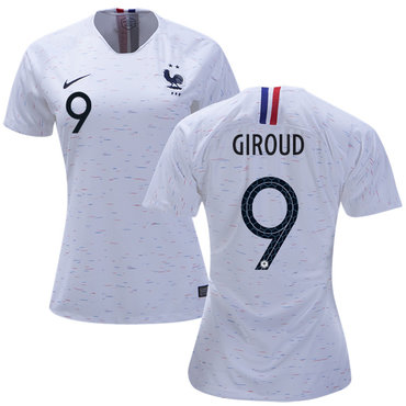 Women's France #9 Giroud Away Soccer Country Jersey