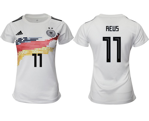 Women's Germany #11 Reus White Home Soccer Country Jersey