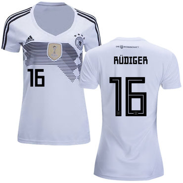 Women's Germany #16 Rudiger White Home Soccer Country Jersey