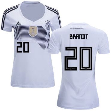 Women's Germany #20 Brandt White Home Soccer Country Jersey$45.00