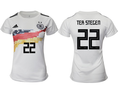 Women's Germany #22 Ter Stegen White Home Soccer Country Jersey