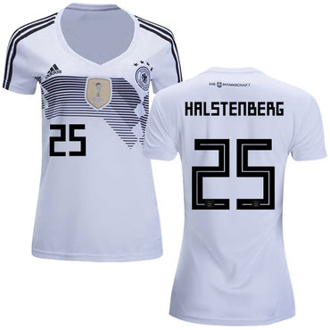 Women's Germany #25 Halstenberg White Home Soccer Country Jersey