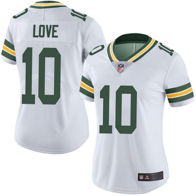 Women's Green Bay Packers #10 Jordan Love White Limited Vapor Untouchable Jersey