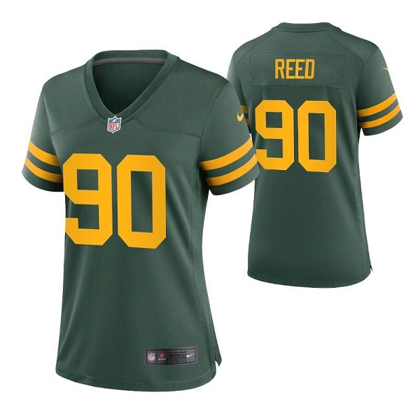 Women's Green Bay Packers #90 Jarran Reed Green Legend Stitched Jersey