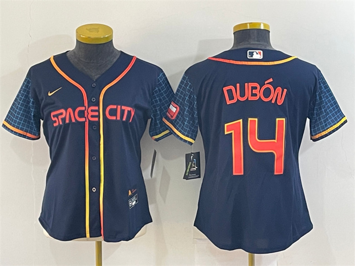 Women's Houston Astros #14 Mauricio Dubón 2022 Navy City Connect Stitched Jersey