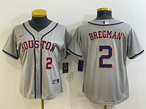 Women's Houston Astros #2 Alex Bregman Gray Cool Base Stitched Baseball Jersey