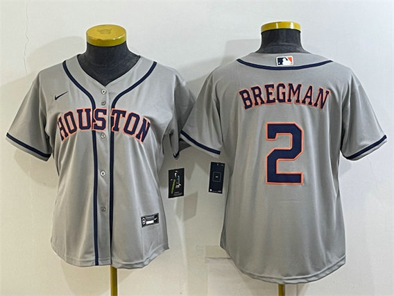Women's Houston Astros #2 Alex Bregman Gray Cool Base Stitched Baseball Jerseys