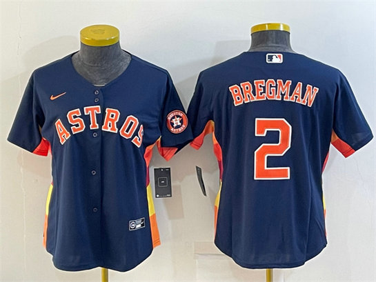 Women's Houston Astros #2 Alex Bregman Navy With Patch Cool Base Stitched Baseball Jerseys