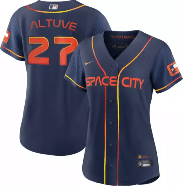 Women's Houston Astros #27 Jose Altuve 2022 Navy City Connect Stitched Jersey