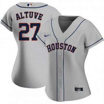 Women's Houston Astros #27 Jose Altuve Grey Cool Base Stitched Baseball Jersey