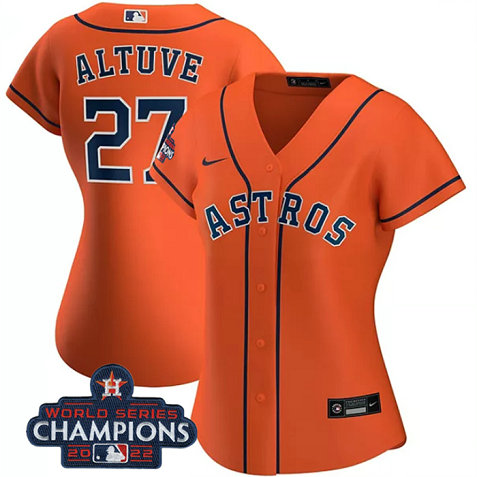 Women's Houston Astros #27 Jose Altuve Orange 2022 World Series Champions Cool Base Stitched Baseball Jersey