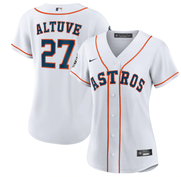 Women's Houston Astros #27 Jose Altuve White 2022 World Series Cool Base Stitched Baseball Jersey
