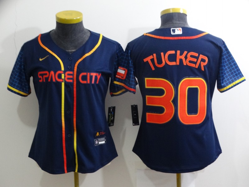 Women's Houston Astros #30 Kyle Tucker 2022 Navy City Connect Stitched Jersey(Run Small)