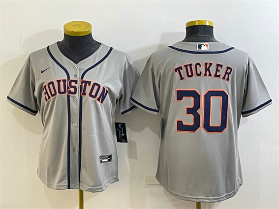 Women's Houston Astros #30 Kyle Tucker Gray Cool Base Stitched Baseball Jerseys