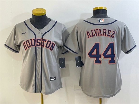 Women's Houston Astros #44 Yordan Alvarez Gray Cool Base Stitched Baseball Jersey