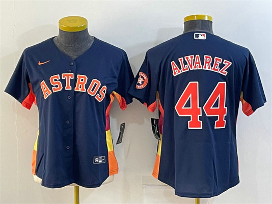 Women's Houston Astros #44 Yordan Alvarez Navy With Patch Cool Base Stitched Baseball Jersey