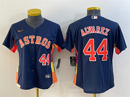 Women's Houston Astros #44 Yordan Alvarez Navy With Patch Cool Base Stitched Baseball Jerseys