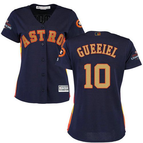 Women's Houston Astros Astros #10 Yuli Gurriel Navy Blue 2018 Gold Program Cool Base Stitched MLB Jersey_1