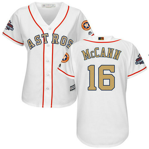 Women's Houston Astros Astros #16 Brian McCann White 2018 Gold Program Cool Base Stitched MLB Jersey_1