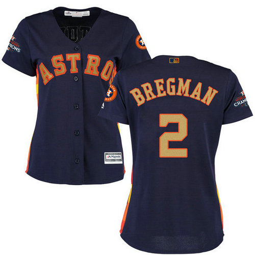 Women's Houston Astros Astros #2 Alex Bregman Navy Blue 2018 Gold Program Cool Base Stitched MLB Jersey_1
