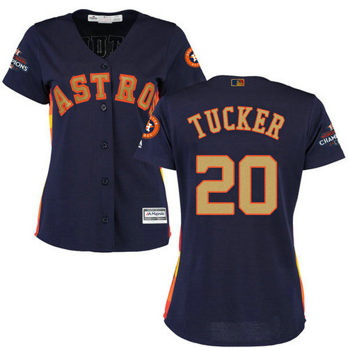 Women's Houston Astros Astros #20 Preston Tucker Navy Blue 2018 Gold Program Cool Base Stitched MLB Jersey_1