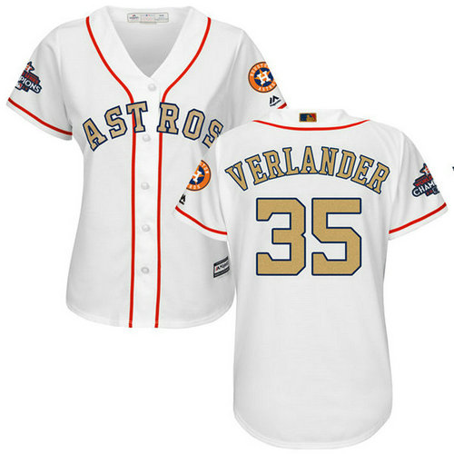 Women's Houston Astros Astros #35 Justin Verlander White 2018 Gold Program Cool Base Stitched MLB Jersey_1