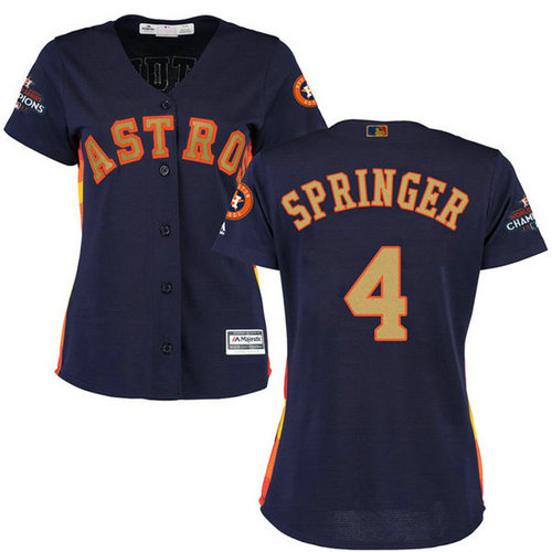 Women's Houston Astros Astros #4 George Springer Navy Blue 2018 Gold Program Cool Base Stitched MLB Jersey_1