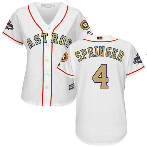 Women's Houston Astros Astros #4 George Springer White 2018 Gold Program Cool Base Stitched MLB Jersey_1